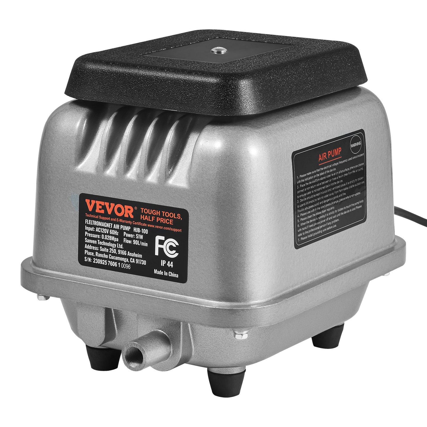 VEVOR Aquarium Linear Air Pump, 90L/Min